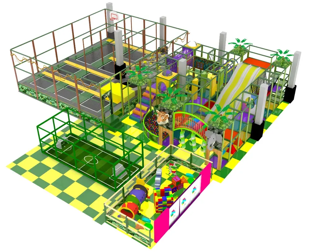 Rodinný indoor park s trampolínovou arénou, skluzavkami a sportovními atrakcemi