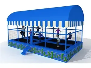 Outdoor trampolínová aréna s obloukovou střechou pro dětské areály