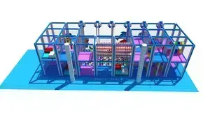 Vnitřní dětské hřiště s kuličkovou zónou a překážkami pro komerční prostory