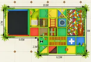 Vnitřní dětské hřiště v jungle designu s trampolínou pro komerční prostory