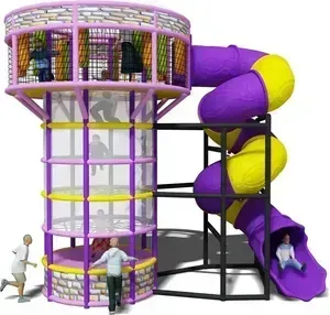 Vícepatrová lezecká věž s tubusovým tobogánem pro indoor playground