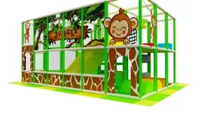 Opičí herní sestava s dvojitou skluzavkou a trampolínou