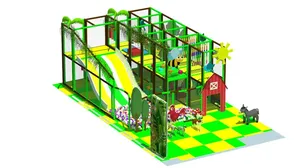 Farmářské vnitřní hřiště s dvojitou skluzavkou a míčkovou zónou