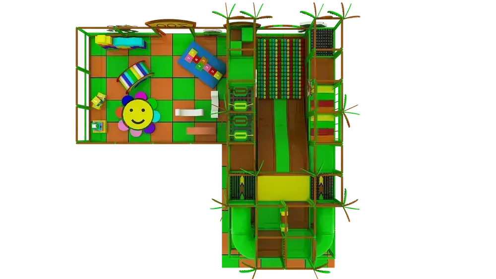 Vnitřní dětské hřiště s oddělenou zónou pro menší děti pro komerční prostory