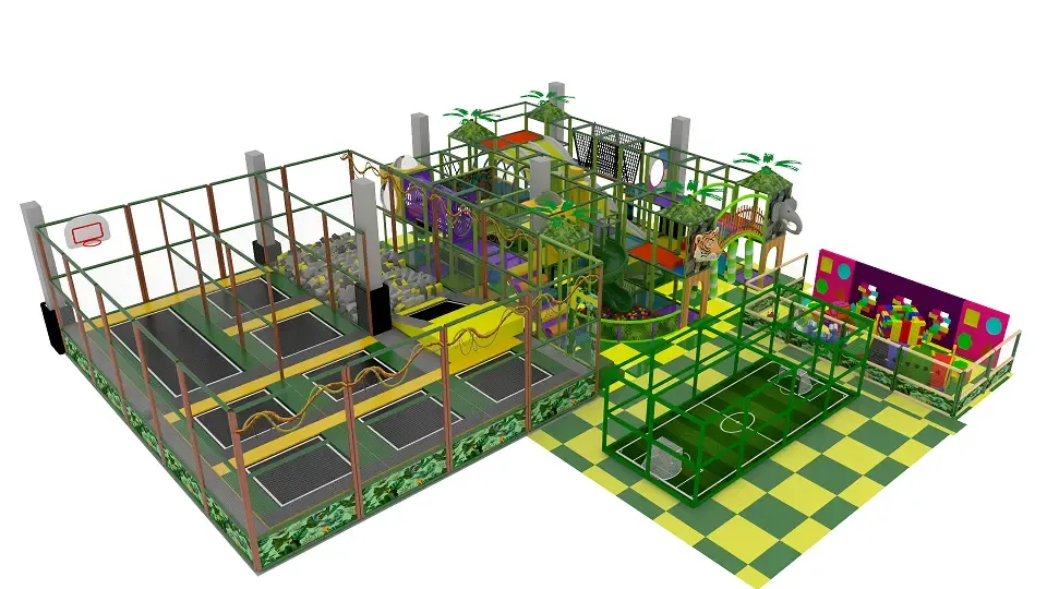 Rodinný indoor park s trampolínovou arénou, skluzavkami a sportovními atrakcemi