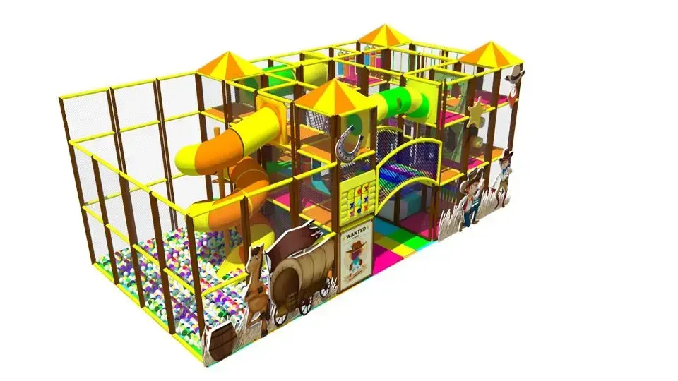 Dobrodružný indoor playground v kovbojském stylu s víceúrovňovou hrou