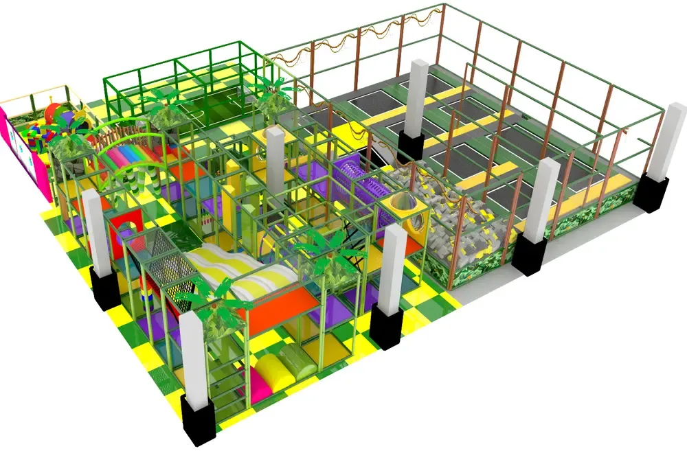 Rodinný indoor park s trampolínovou arénou, skluzavkami a sportovními atrakcemi