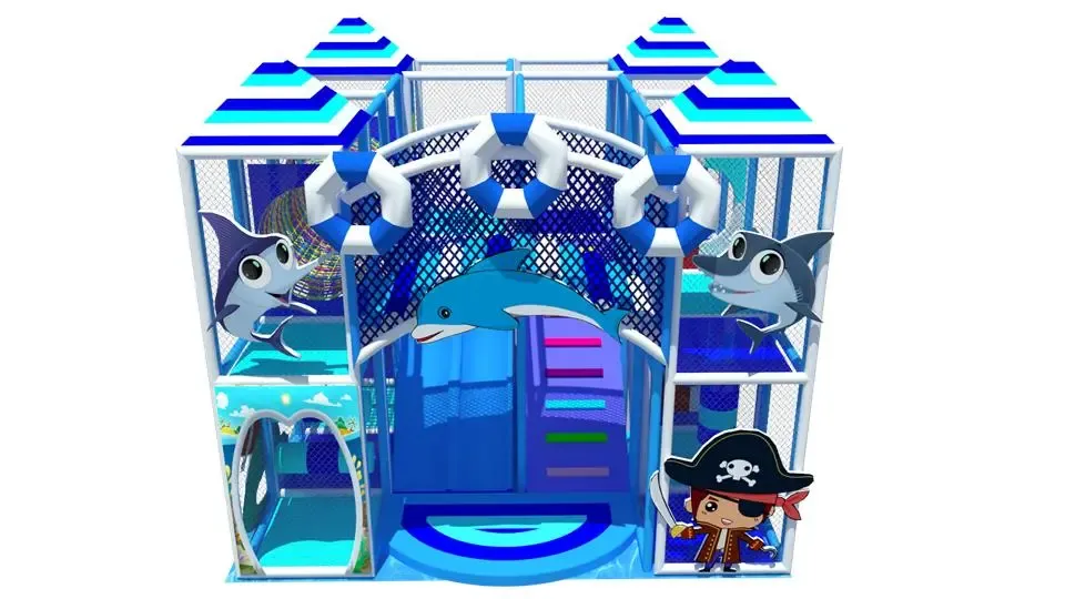 Mořská herní sestava s dvojitou skluzavkou, tunelem a překážkami