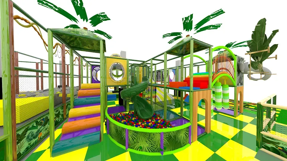 Rodinný indoor park s trampolínovou arénou, skluzavkami a sportovními atrakcemi