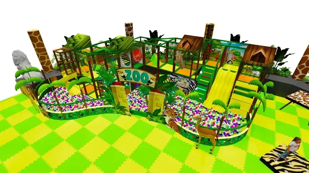 Velké safari zábavní centrum se skluzavkami, trampolínami a míčkovými zónami