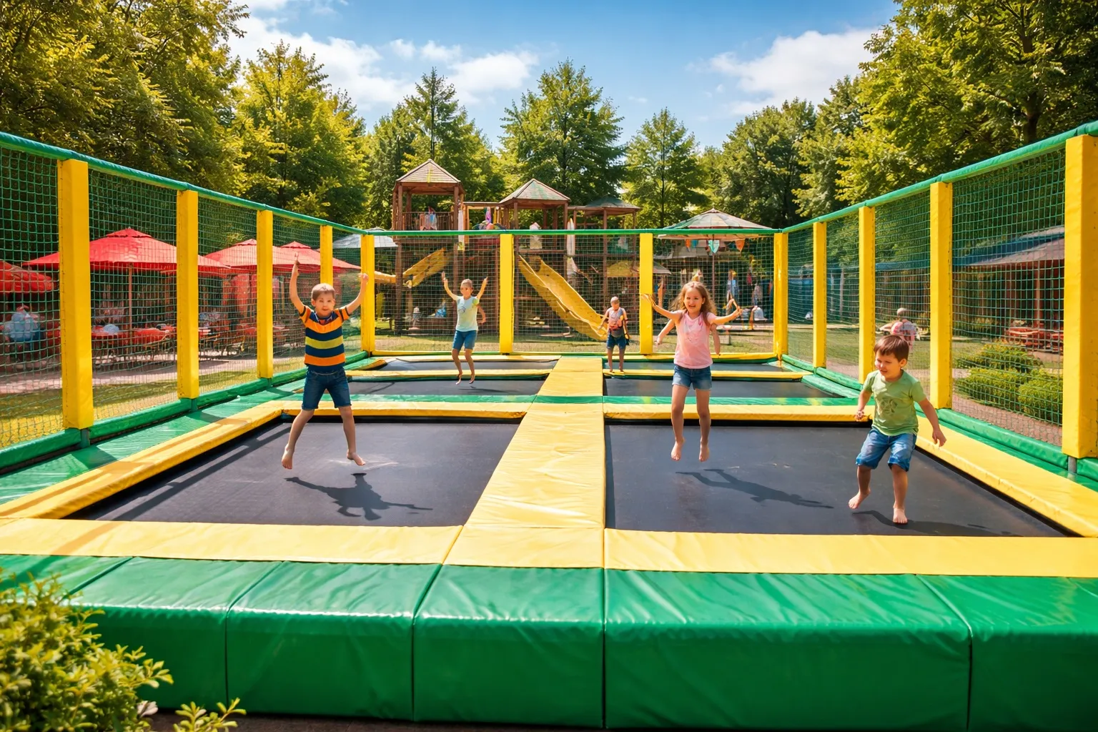 Venkovní trampolíny pro děti v rodinném zábavním parku